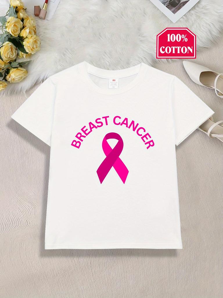 October 18 Is Breast Cancer Awareness Day. Don'T Wait Until It'S Gone to Realize Its Value. Fun Print T-Shirts For, Perfect for in Spring And Summer.