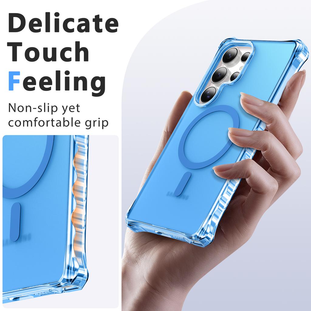 For Samsung Galaxy S24 Ultra Magnetic Case Small Wavy Edge PC + TPU Phone Cover