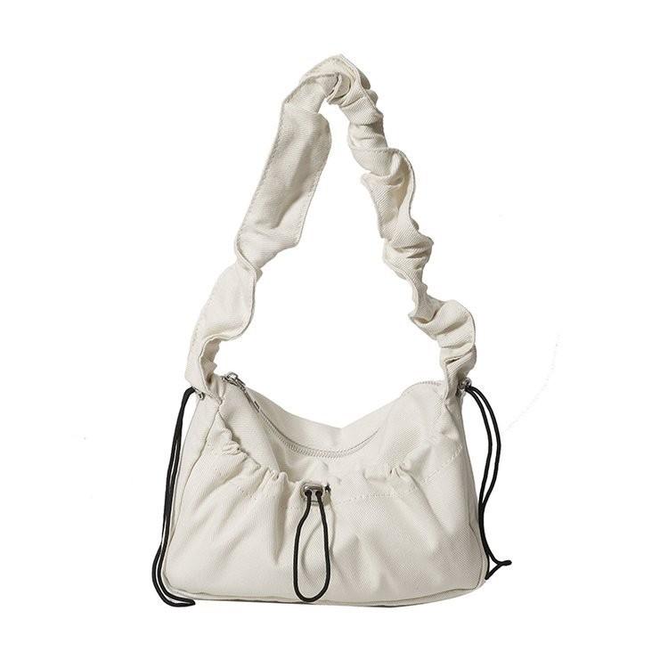 IELGY All-Match Drawstring Pleated Cloud Bag Denim One-Shoulder Armpit Female