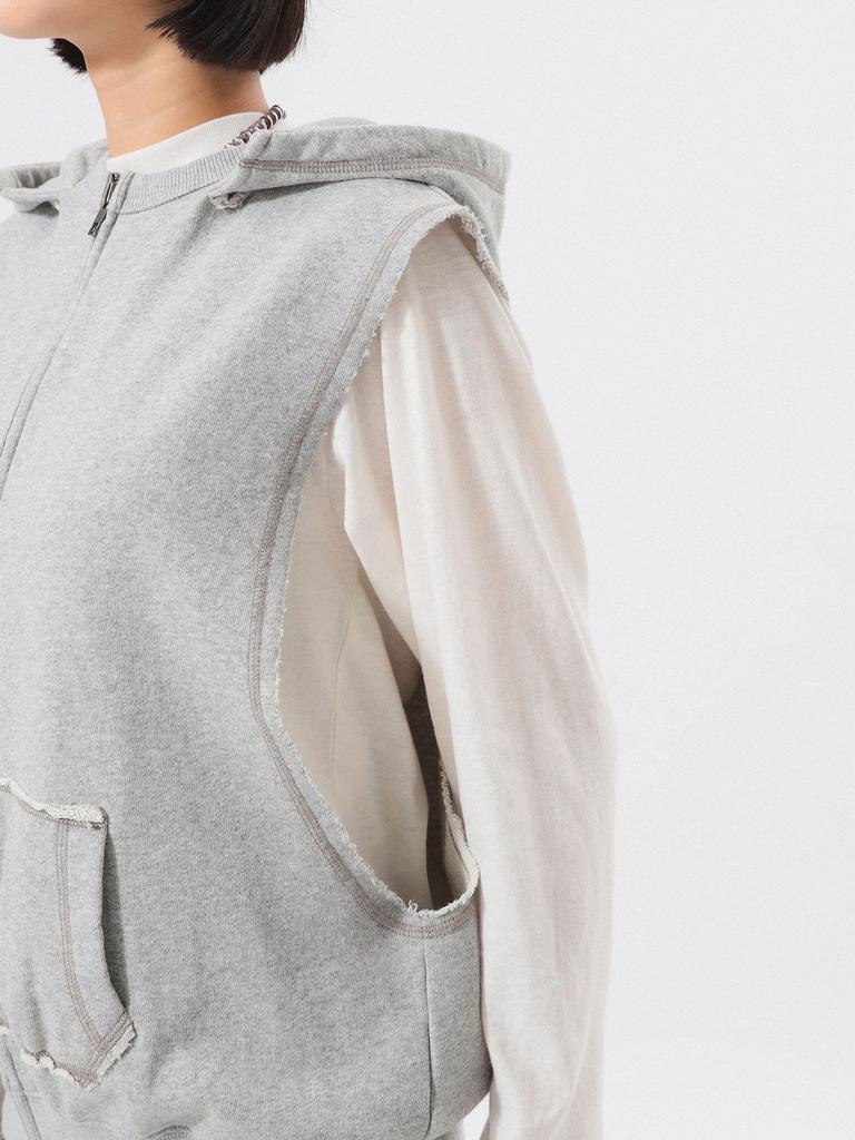 Beams Boy Women's Sleeveless Full-Zip Hoodie, T.GREY, One Size