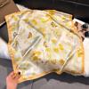 French Light Luxury Floral Small Square Scarf Simulation Silk Printing Silk Scarf Headscarf Women's Spring and Summer Scarf Temperament Scarf Scarf N