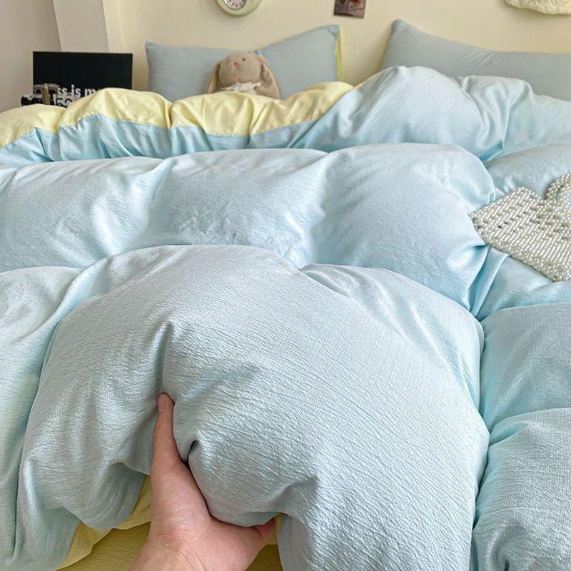 Cream Style Double-Layer Soft Yarn Duvet Cover Set for Double Beds - Ideal for Dorms and Homes
