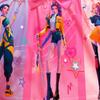 Bambine Ragazze Film POP Rumi Zoey Mira Stampa Senza Maniche Fiocco Casual Festa Abito da Principessa