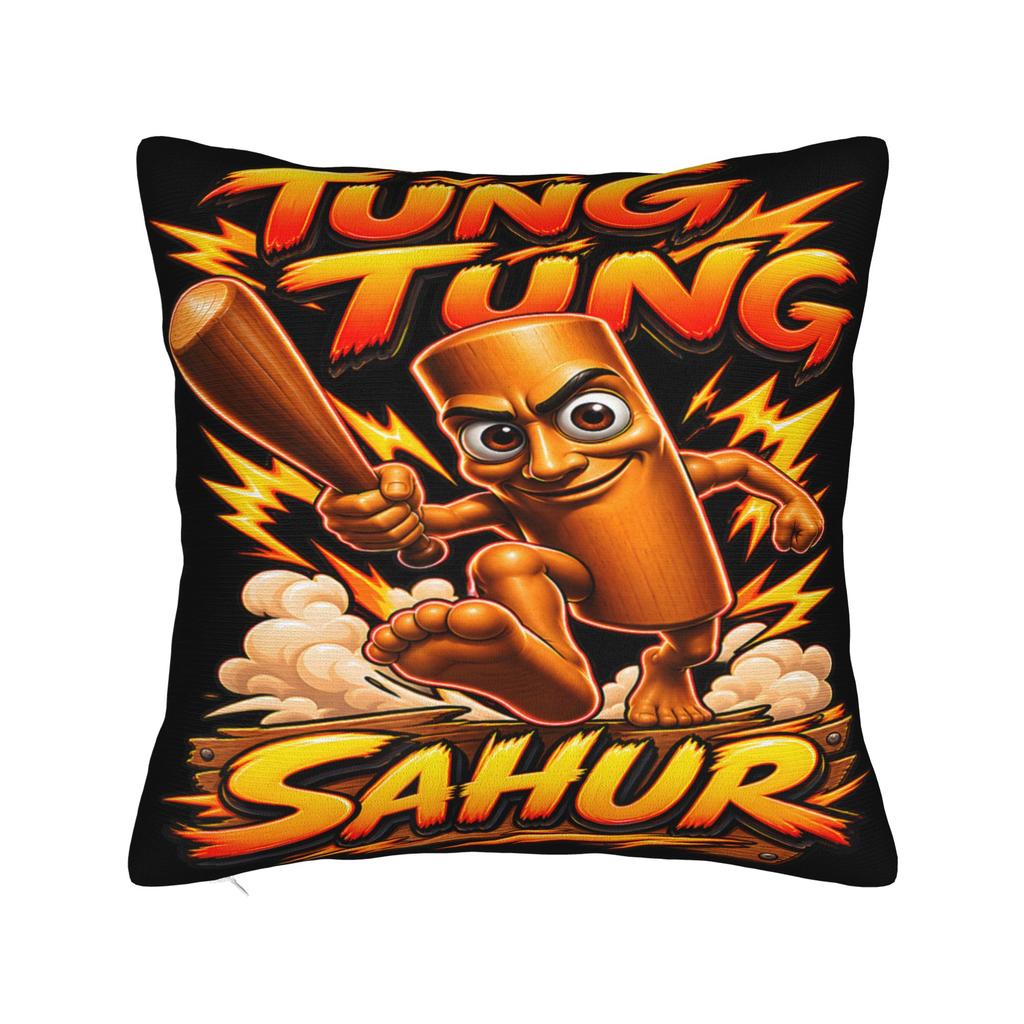 Tung Tung Tung Sahur is Calling Funny Italian Brainrot Pillowcases Vintage Pillow Case For Wedding Party Home Decor Pillow Cover