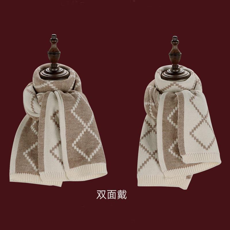 Tonglu red new scarf women's winter Christmas knitted wool scarf versatile thickened warm student tide