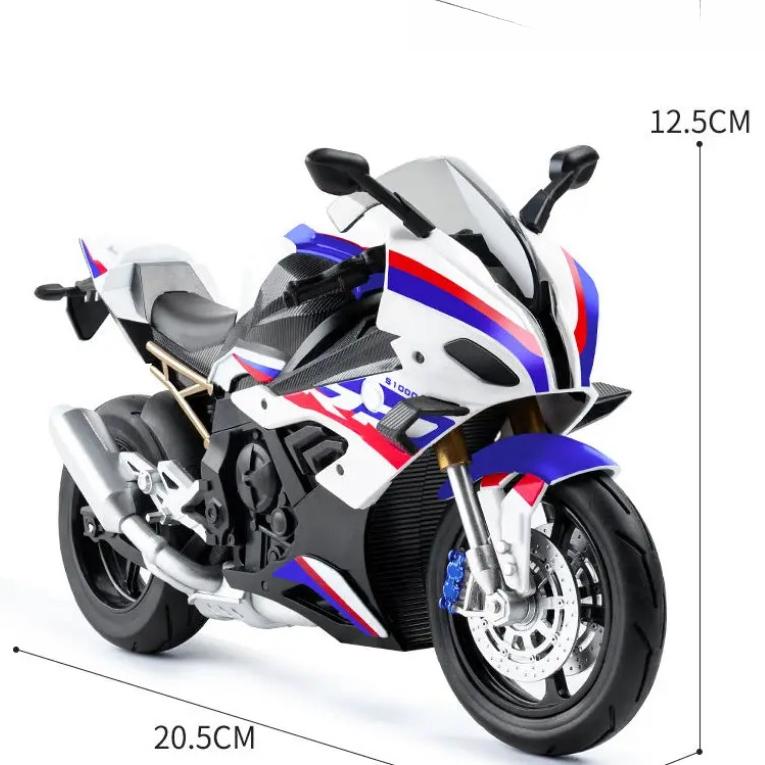 1/10 Scale for BMW S1000RR Motorcycle Model Simulation AlloyLocomotive Figure Ornament Toy Car Boy