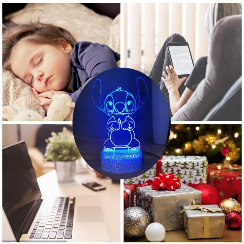 Lovely Stitch 3D LED Night Light, Cartoon Lilo & Stitch Table Lamp, Girls Desk Lamp, Baby Bedroom Sleeping Night Lamp, Bedside Lamp, Birthday  Light