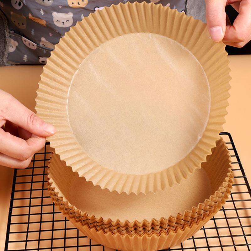 50Pcs 16Cm Air Fryer Disposable Paper Liner Mat Wood Pulp Steamer Baking Mats