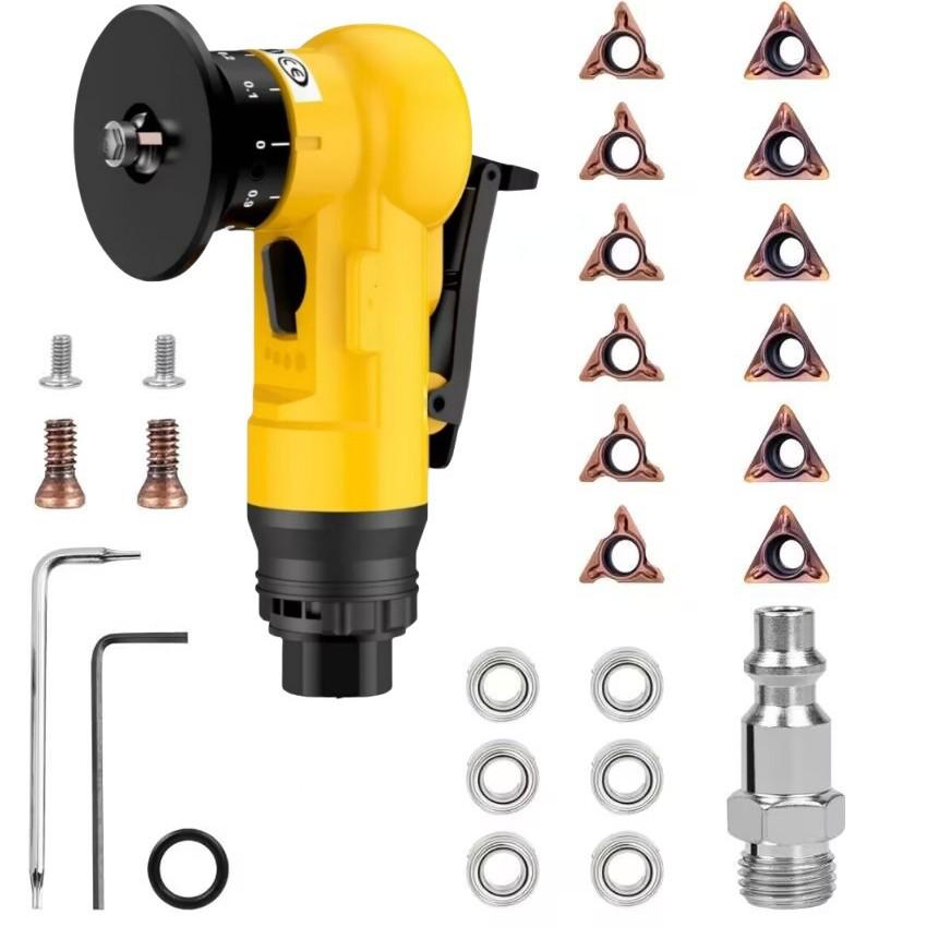 Handheld Pneumatic Deburring & Chamfering Machine for 45° & R Angles in Metal & Wood.