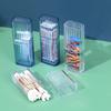 Travel In Style with This Compact Transparent Travel Storage Box - Perfect Bathroom Organizer & Cotton Swab Holder Combo!