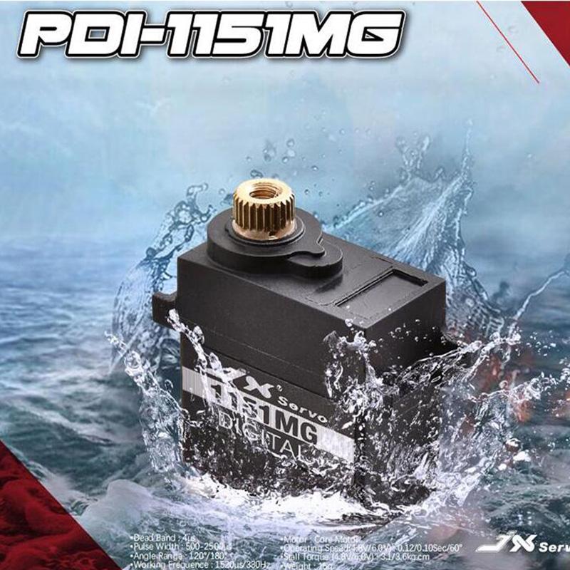 JX PDI-1151MG 15g 3.6KG Ingranaggio Metallico Digitale Senza Nucleo Impermeabile a 180 Gradi Servo per Auto RC TRX4 WPL