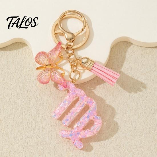 The Zodiac Charm Keychain Pendant, with Butterfly Metal Keyring Tassel, for Handbag Backpack Bag Pendant For Bags