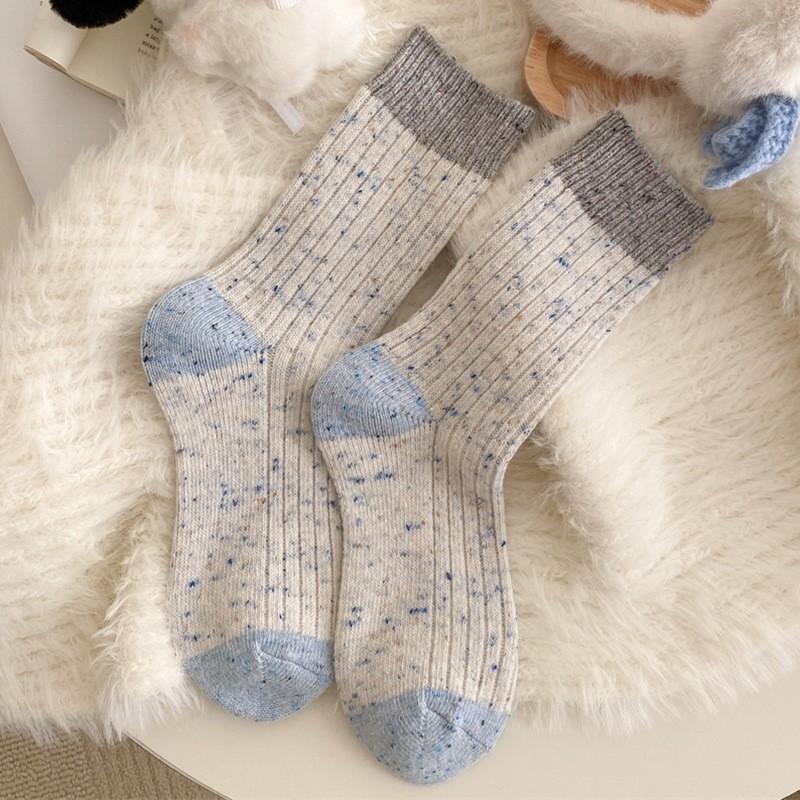 Wool Socks Children'S Season Medium Tube Socks Thickened Warm Dongdaemun Trend Color Matching Ideas Yarn Stacking Socks