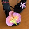 Aphixta High Heels Woman Mules Flip Flops Flower Summer High Heeled Women White Pink Floral Heels Square Toe Prom Slipper