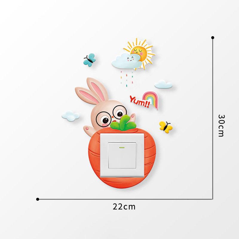 Unicorn Switch Sticker 3D Cartoon Kids Room Decor luminous Stickers Switch Cover Wall Light Unicorn Socket Stickers Decoration