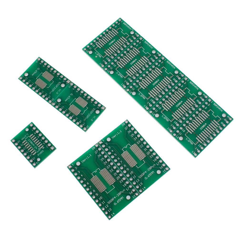 35PCS Double-Sided PCB Kit SMD Turn To DIP Adapter Converter Board SOP8 MSOP10 SOP14 SOP16 SOP20 SOP24  Electronic Components