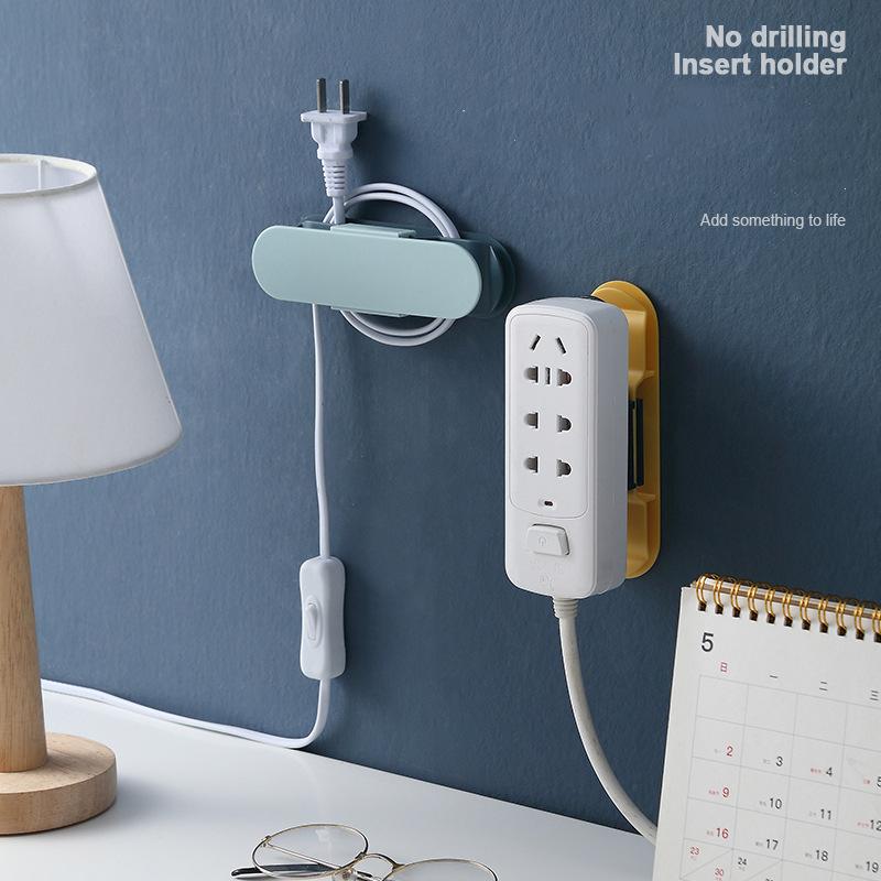 Multi-Purpose Hooks Socket Paste Fixer Patch Panel Holder Wall Hanging Plug Fixing Device Punch-free Plug