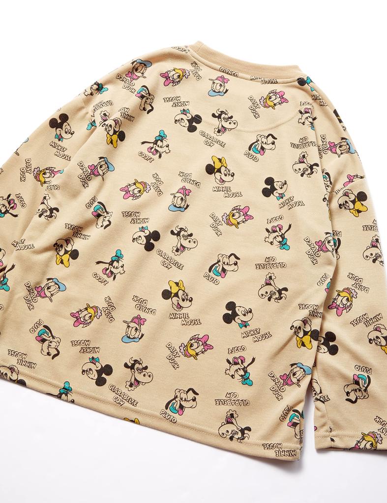 Pyžamová sada pro dlouhé pyžamo, horní a spodní díl, béžová, 110 [Disney] dívčí, kartonová, s rukávem, sada, tričko, 15110800130110