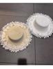 Elegant Lace Straw Hat Women'S Summer Outdoor Wide Brim Sunscreen Sunshade Vacation Sun Hat  New Pearl Top Hat