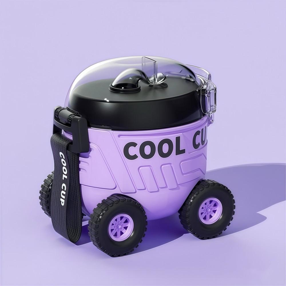 Creative Mars Rover Shaped Kids Straw Cup with Wheels Large Capacity Water Kettle Cartoon Plastic Water Bottle Student Gift Toy