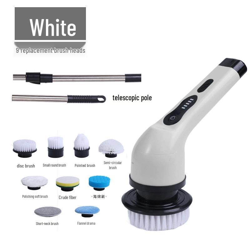 7-in-1 Cordless Electric Spin Scrubber with Retractable Long Handle.