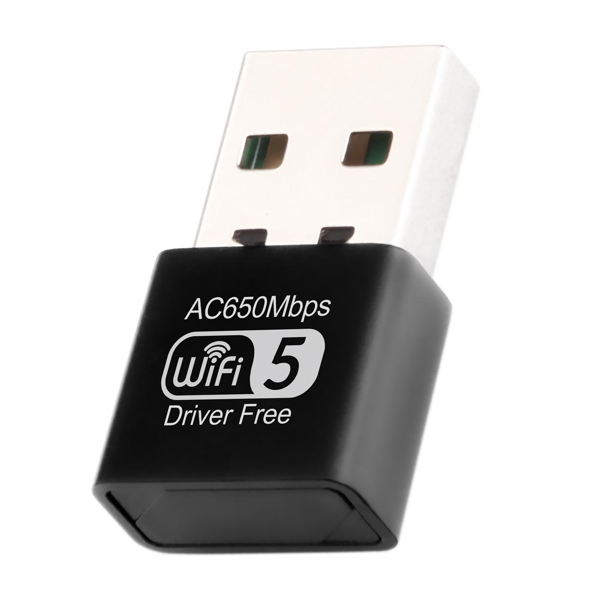 

650 Мбіт/с USB WiFi-адаптер 5 ГГц і 2,4 ГГц дводіапазонний USB-адаптер локальної мережі Ethernet 802.11AC Бездротова мережева карта Приймач Wi-Fi для настільного комп’ютера, ноутбука