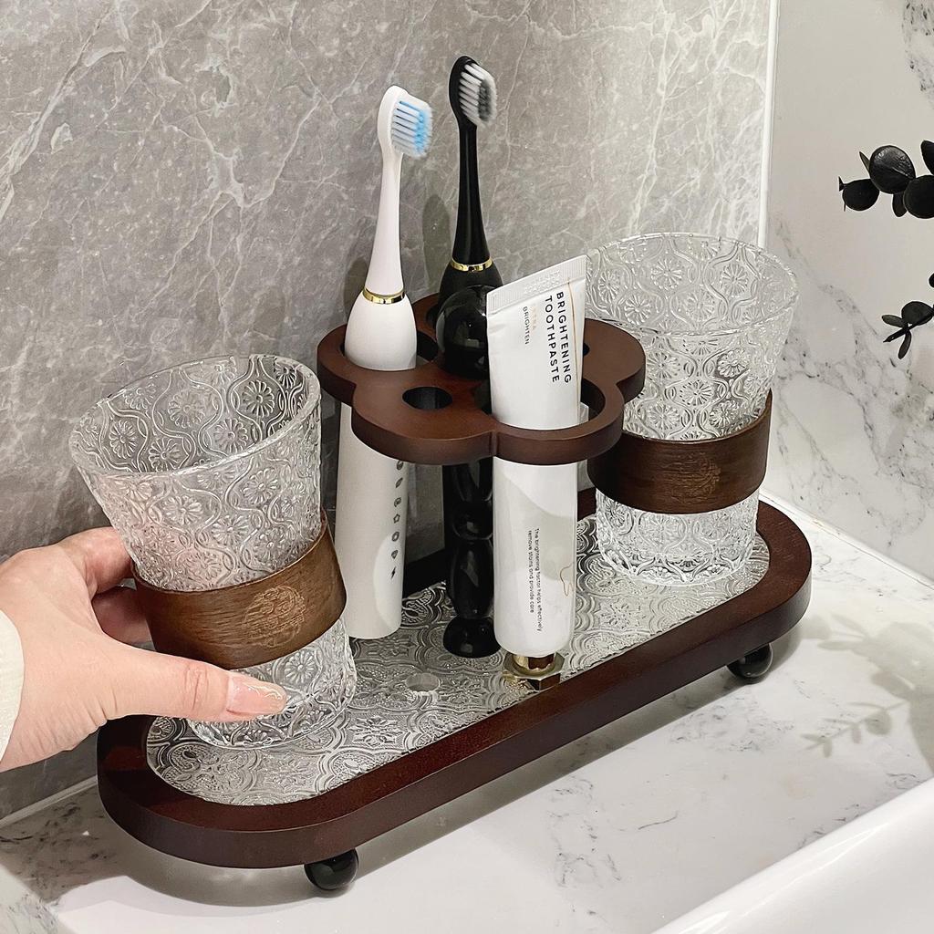 Chinese Style Electric Toothbrush & Storage Rack Set with Mouthwash Cup