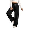 Damen Lässige Mode Farbe Elastischer Bund Kordelzug Taschen Weites Bein Gerade Hose