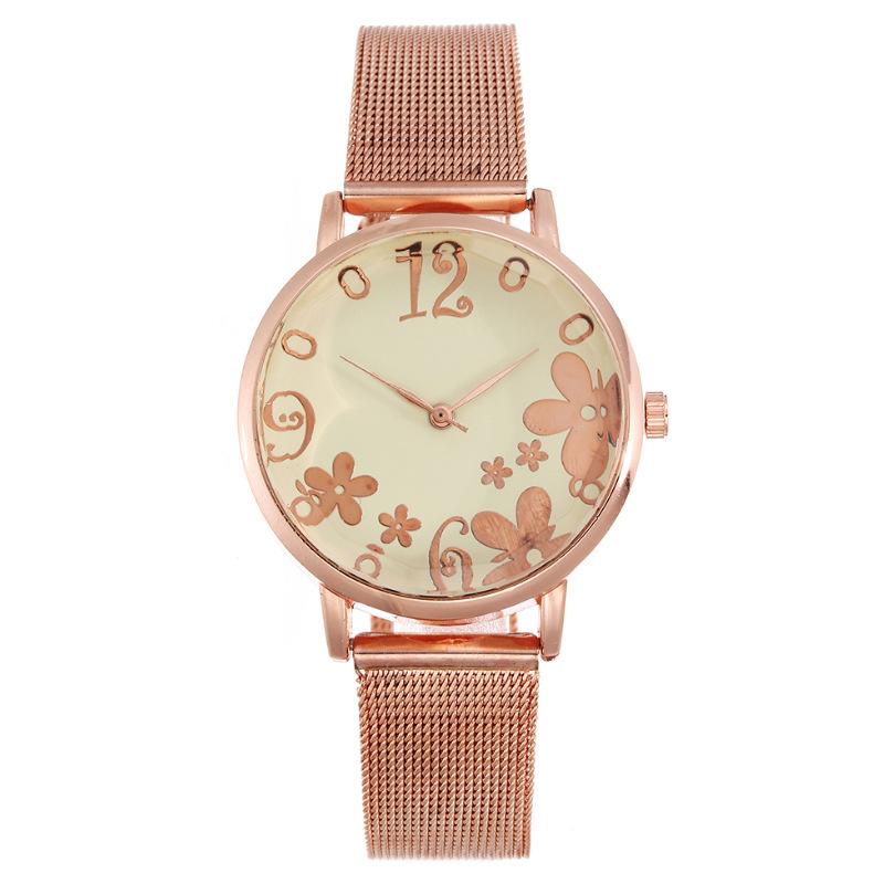 Art Flower Ladies Watch Women's Watch Milan Quartz Watch with Mesh Strap Women's Watch