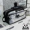 2025 New Little Black Cat Transparent Pencil Case for Girls - Trendy Stationery Box for Elementary, Middle, and High School Students