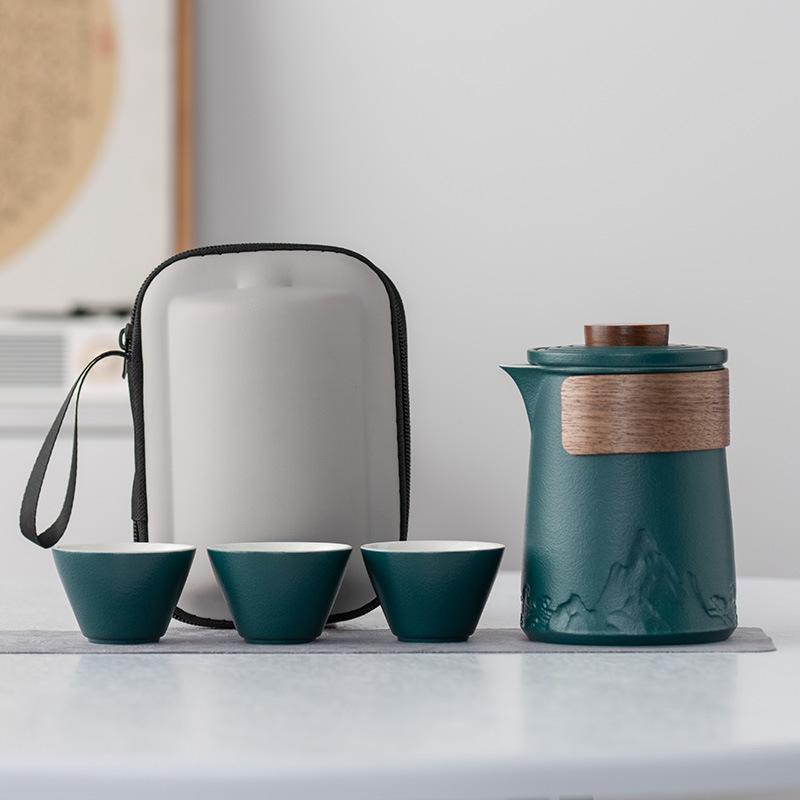 

Travel tea set business gift wholesale glass outdoor pot 2346 ceramic express cup tea pot