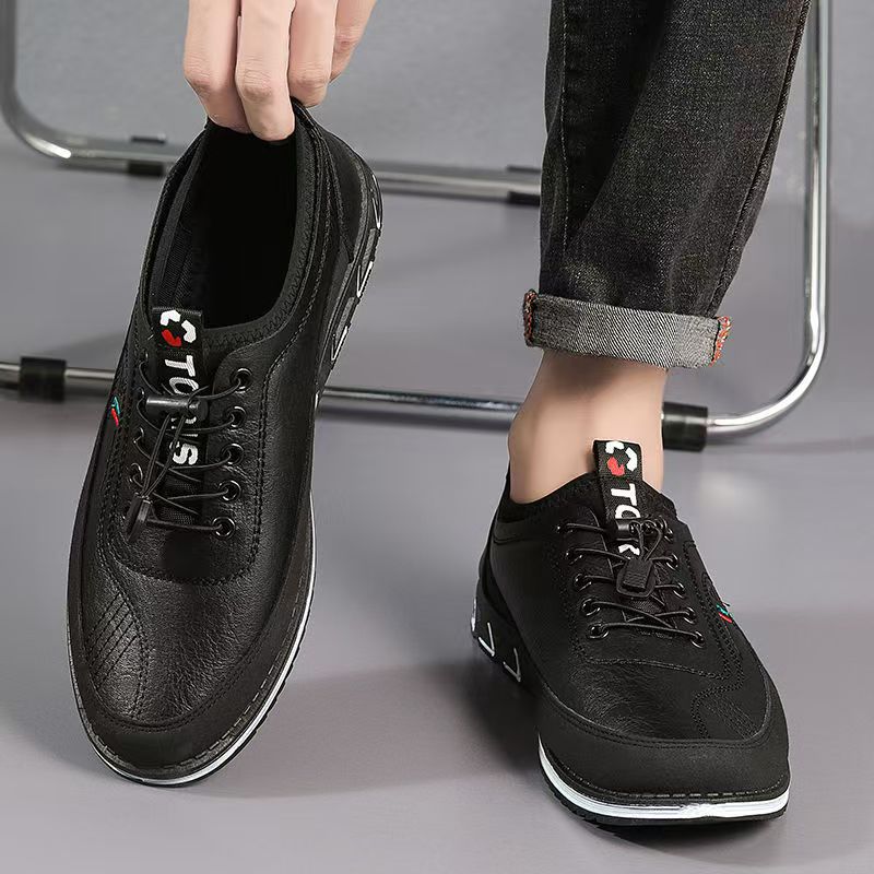 Spring and Autumn Large Size Men's Casual Leather Shoes Soft Sole Lightweight Trendy Men's Fashion Versatile Driving Shoes
