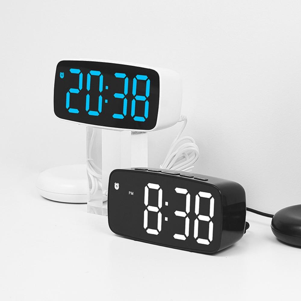 LED Large Screen Electronic Alarm Clock Adjustable Brightness Bedside Clock  Deep Sleeper