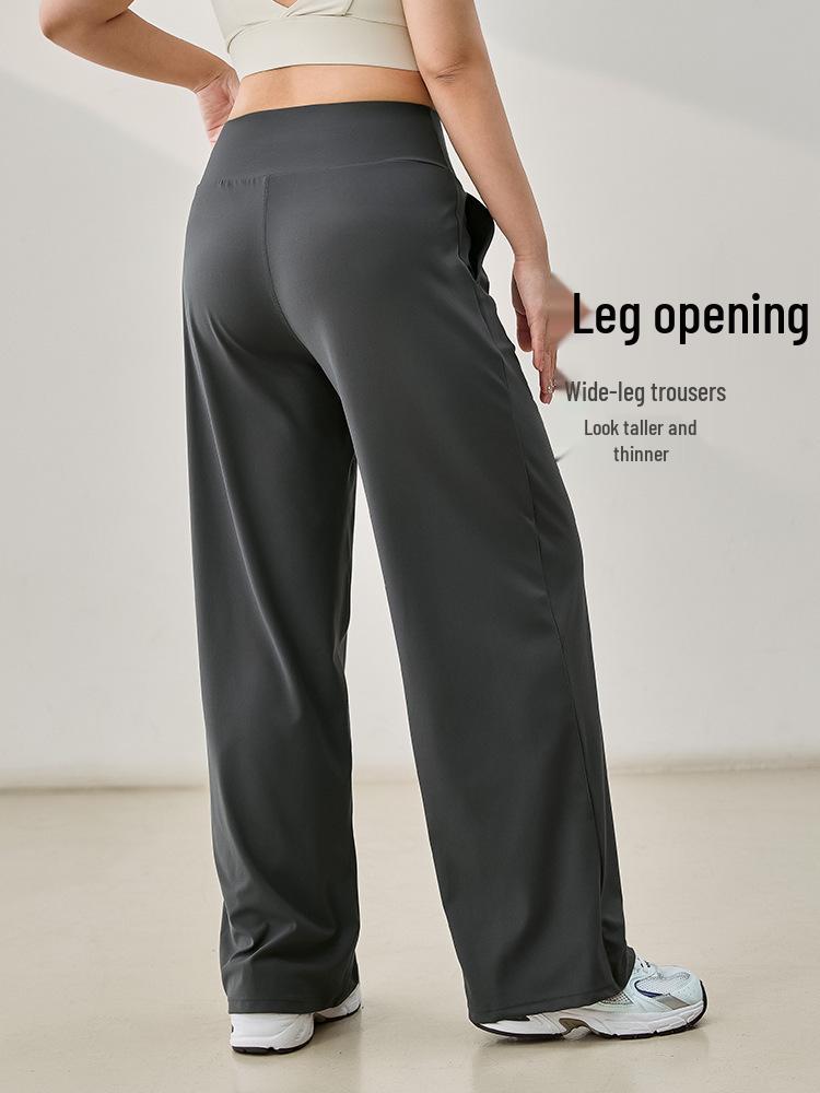 Calças Esportivas Femininas Plus Size de Cintura Alta com Controle da Barriga e Perna Larga para Emagrecimento, Secagem Rápida para Fitness - Outono Inverno