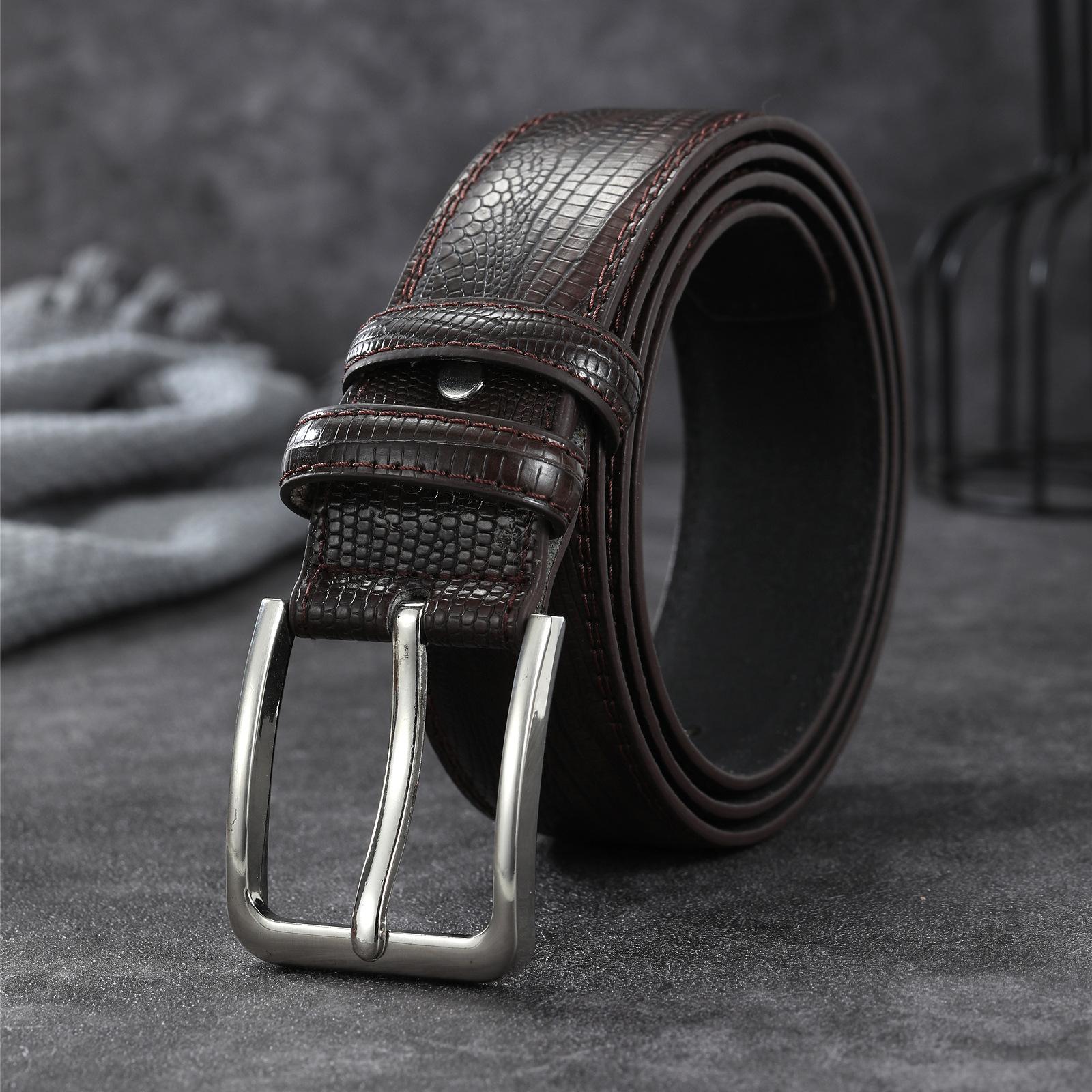 

Мужской ремень с пряжкой из искусственной кожи с рисунком ящерицы, средний зеленый повседневный ремень для волос 130cm кофейный