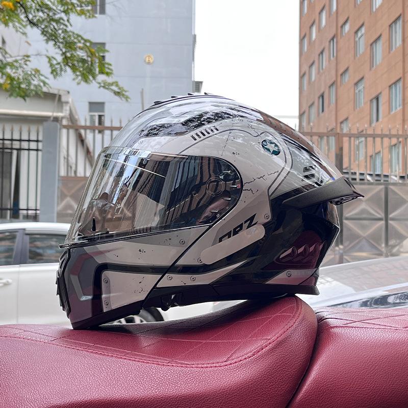 Electric vehicle helmet men's and women's face-opening helmet summer double mirror tail semi-full cover type personalized four-season Bluetooth couple