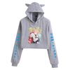 Reincarnato come uno Slime Crop Top Corto da Donna Anime con Orecchie da Gatto