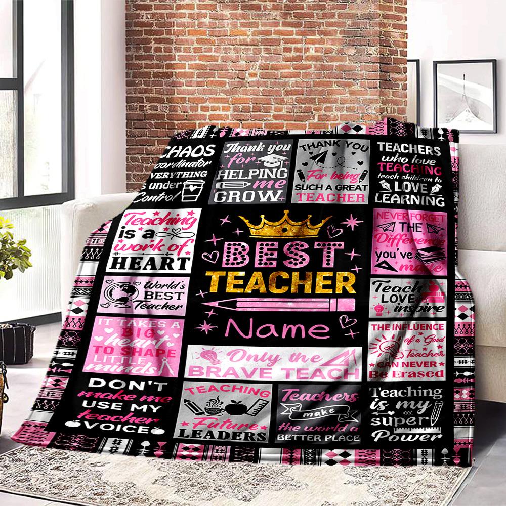 Best Teacher Home Customize Your Name Blankets Soft Cozy Lightweight Allseason Multipurpose Blanket For Picnics Sofas Offices Beds Living Rooms
