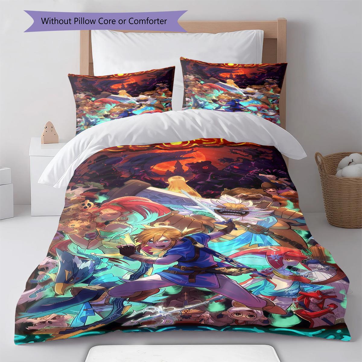 

Hot-blooded game Pattern Bedding Quilt Set Quilt Cover Pillowcase Home Decoration Birthday Gift (1 * duvet cover + 2 * pillowcase, without core) 135x200cm