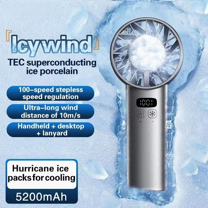 TINSOL Ice-Cooling High-Speed Handheld Fan Portable Mini Fan, Suitable for Travel, Camping, and Outdoors