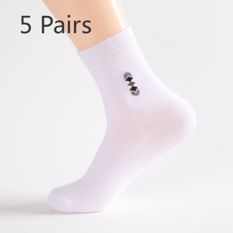 5 Pairs of Male Spring and Autumn All Kinds of Simple Business Sweat Absorption Breathable Tube Socks