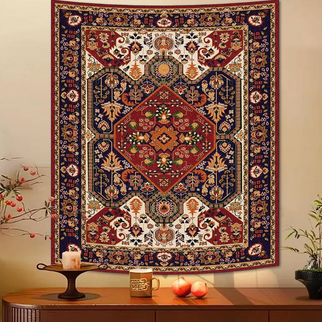 Boho Hippie Wall Tapestry Indian Bohemian Tapestry Art Decoration Retro Orange Mandala Flower Carpet Living Room Bedroom Home De