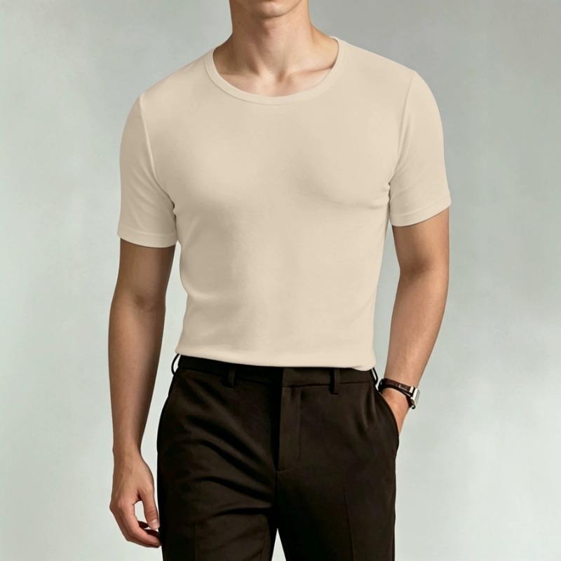 Men S Solid Color Short Sleeve T Shirt Loose Fit Korean Style