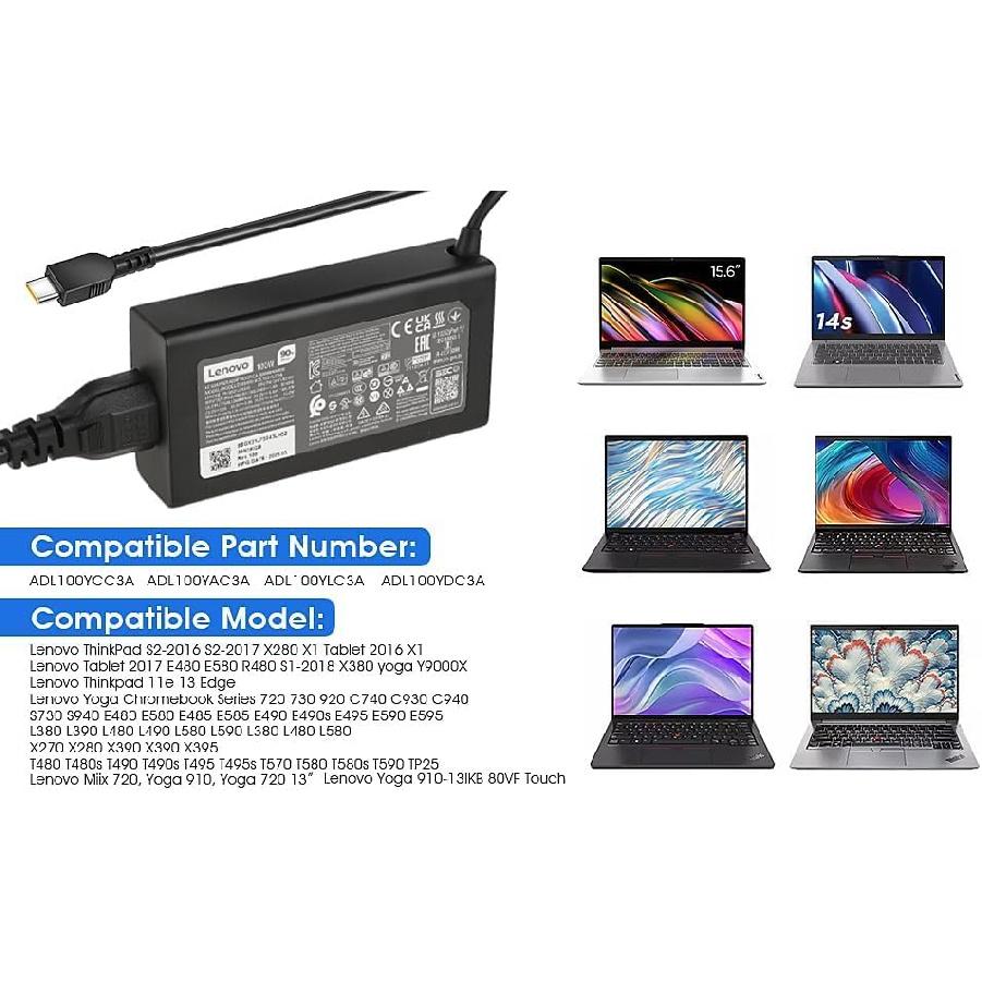 100W USB Charger Fit for Lenovo ThinkPad neo 14 P14s L15 T16 Lenovo ThinkBook Plus G3 13x 14G5 14G6 14s 14p 16G4+16p Yoga 7 Pro7 9 9i Yoga 6i 7i