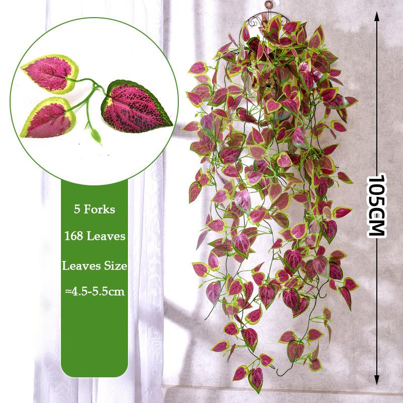 105cm 5 Forks Artificial Vines Plants Outdoor Plastic Creeper Green Ivy Wall Hanging Plants Branch For Home Garden Wedding Decor