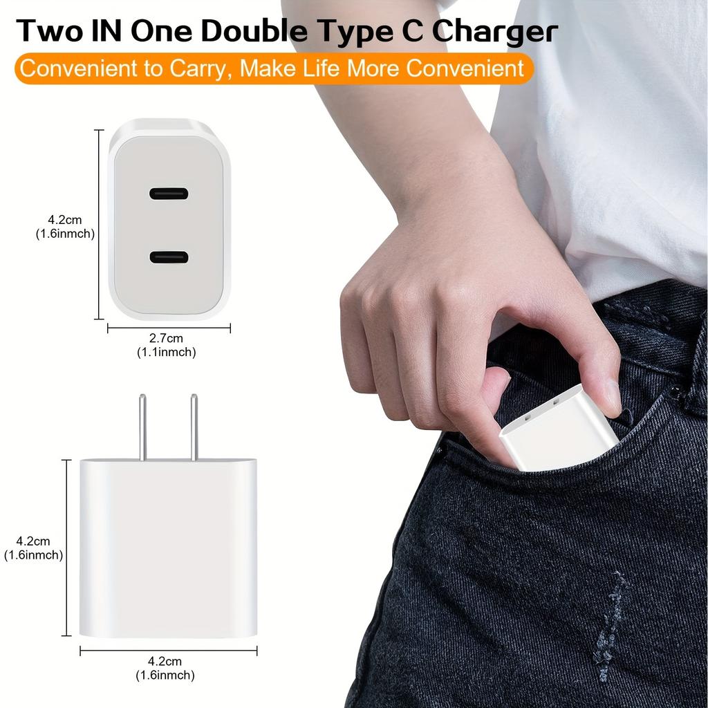 Dual 40W USB C Ladestecker mit 6FT USB-C auf C/iWatch Magnetischem Schnellladekabel für Apple Watch Series und für iPhone 15