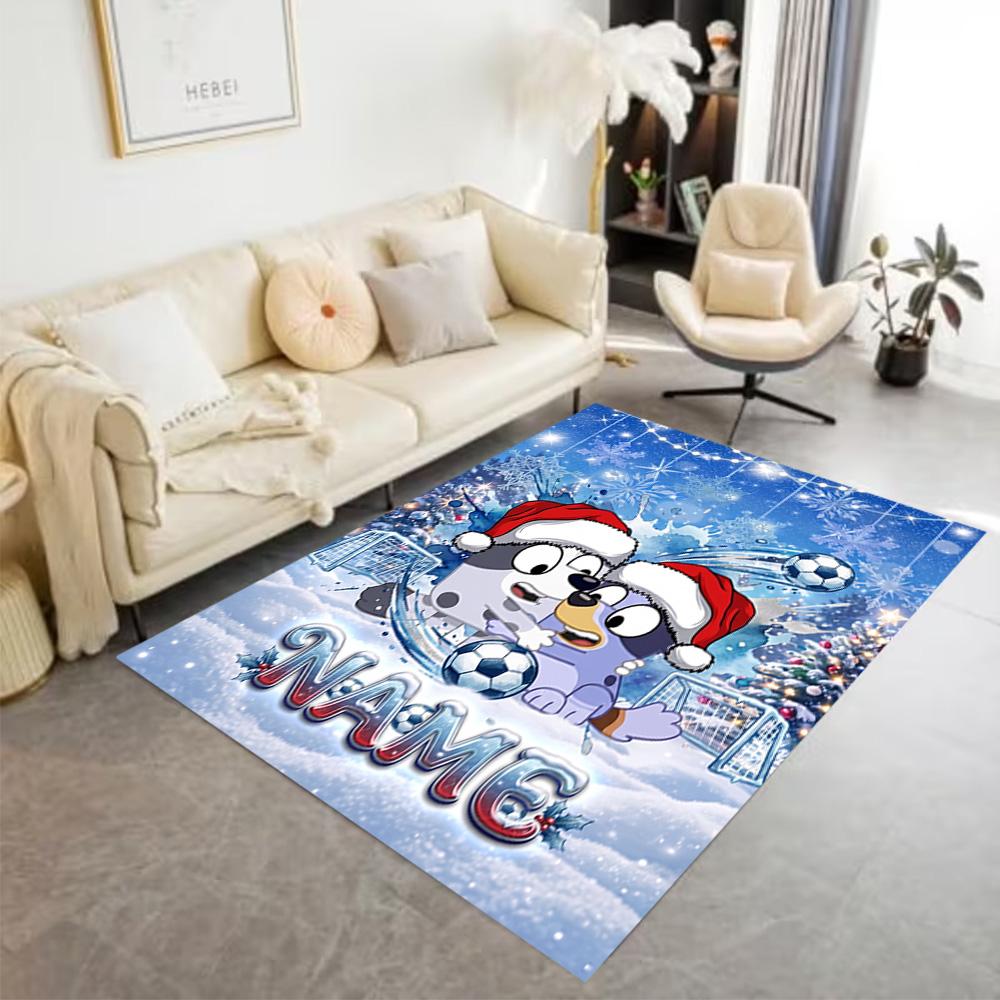 Winter Soccer Fun Personalized Name Floor Rug Office Rug Suitable for Study room Hallway Dining Room Living Rooms Anti-slip Rug Decorate Offices