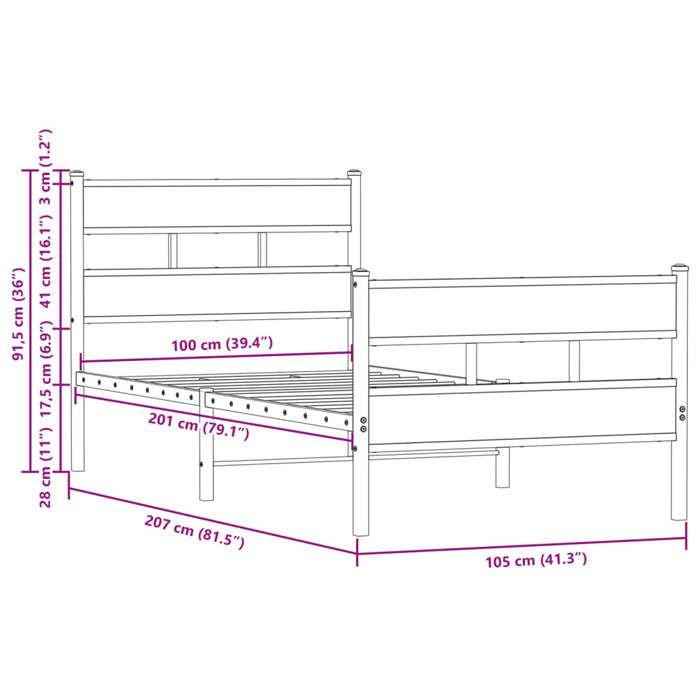 VidaXL Bed Frames Without Mattress with Headboard and Footboard, Single Bed, Bedroom Furniture, Guest Bed, 4017164