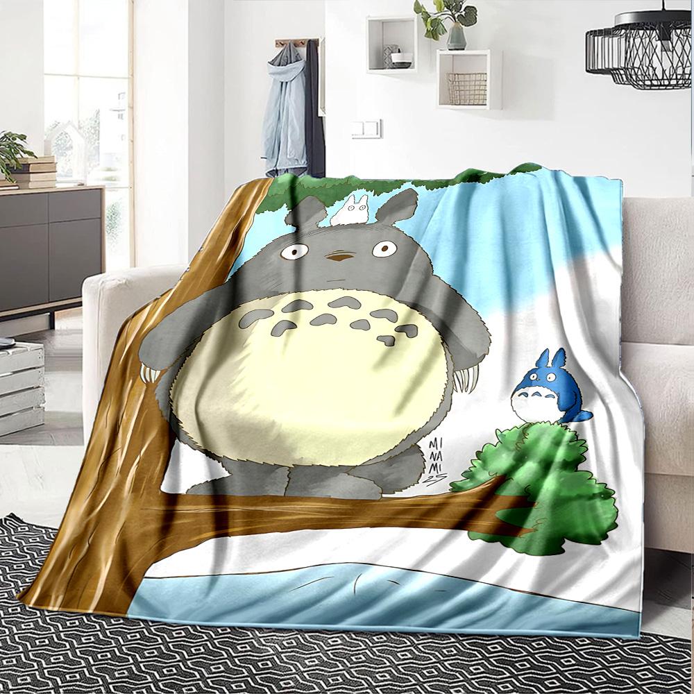 1pc Totoro Friends Forest Flannel Blanket,Ultra Soft Warm Plush Throw for Home Bedroom Bed Sofa Cover Camping Picnic Gift Y7171