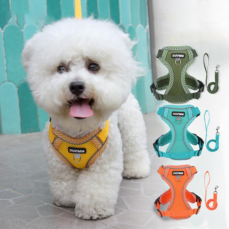 Summer Breathable No Pull Puppy Harness Reflective Adjustable Outdoor Small Medium Dog Harness Leash Set Accesorios Para Perros